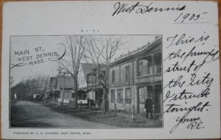 1905 Postcard Main Street West Dennis Massachusetts MA