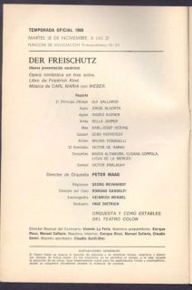 Programme Colon Theater Opera Gui Gallardo 1969 L K