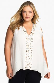 Tbags Los Angeles Jeweled Sleeveless Top (Plus)
