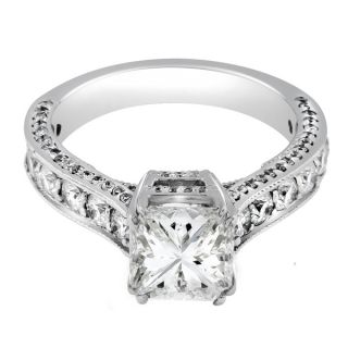 05 tcw 14k White Gold Radiant Cut Diamond Ring Certified