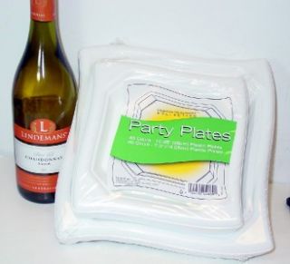 Elegant Square Plastic 80pc Disposable Dinnerware Plates Plastic 2