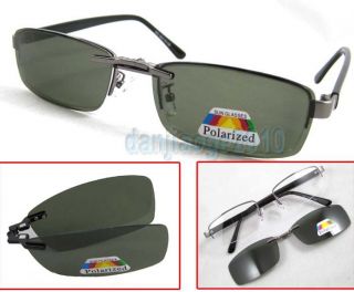 New 570 Gun Metal Frame Magnetic Clip on Sunglasses Deep Green