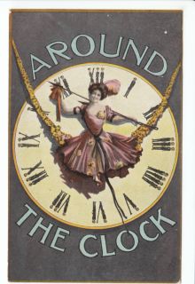 Around The Clock Musical Old Advertising Postcard Stage Show Pretty