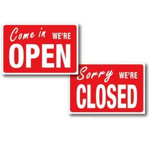 Open Closed Sign 8 x 12 Double Sided New Red White Plastic Window