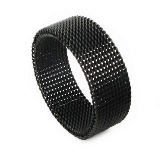 Matching Comfort Fit Black 316L Stainless Steel Mesh Ring Charm