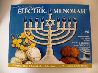 DELUXE CHANUKAH ELECTRIC MENORAH WITH BLUE LIGHTS NEW Rite Lite