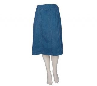 Denim & Co. Lightweight Denim Skirt w/ Back Elastic —