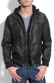 Obey Rapture Trim Fit Layered Faux Leather Jacket