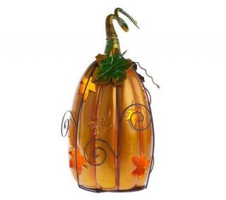 HomeReflections Ceramic Pumpkin Luminary with FlamelessCandle with 