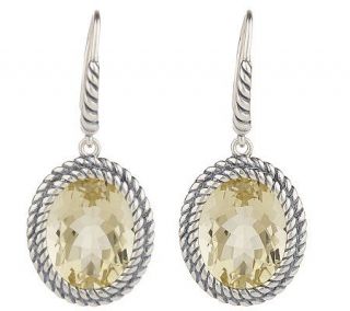 Sterling 14.00 ct tw Limon Quartz Earrings with Textured Border