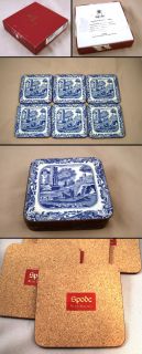 Set of 6 Spode Blue Italian Pattern Coasters in Box