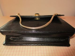 Vintage Coblentz Original Black Lizard Skin Evening Handbag Gold