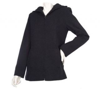 Anne Klein Zip Front Hooded Wool Coat —