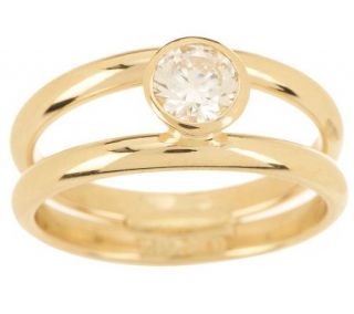 EternaGold Polished Band and 1/2 cttw Diamonique Ring 14K Gold