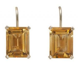 Emerald Cut Gemstone Lever Back Earrings, 14K Gold —
