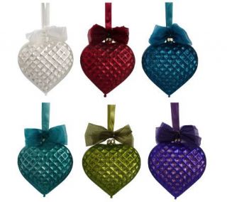 Piece Jeweled Heart Ornaments w/ Ribbon & Boxes by Valerie — 