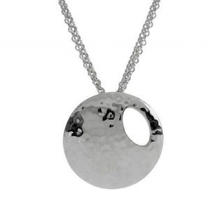 Sterling Hammered Circle Multi chain Necklace, 19.5g —