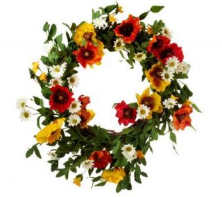 20 inch Mixed Poppy Blossom Wreath by Valerie —