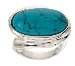 Turquoise Bold Polished East/West Sterling Ring —