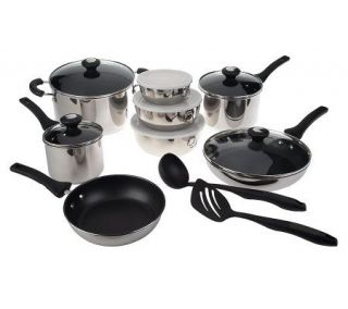 CooksEssentials Stainless Steel 14 pc. Nonstick Cookware Set