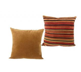 Set of Two 18 inch Solid & Stripe Accent Pillows By Valerie — 