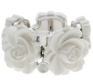 Susan Graver Carved Rose Stretch Bracelet —