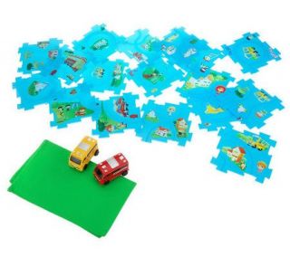 Puzzle Trax 20 pc. Playset with 2 LED Vehicles & Storage Bag