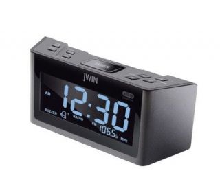 jWIN JL355 Dual Alarm Clock with AM/FM Radio  Black —