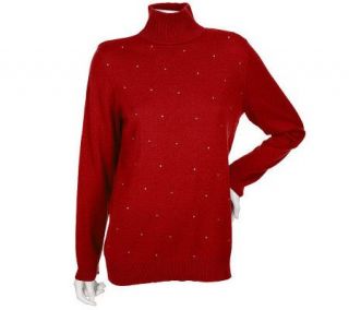 Quacker Factory Sparkle & Shine Turtleneck Tunic Sweater —