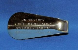 Vintage Shoe Horn Advertising Joe Workmans Mens & Boys Dept Stores