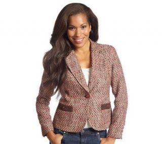 Liz Claiborne New York Fully Lined One Button Boucle Jacket — 