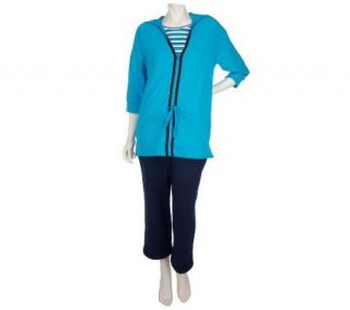 Sport Savvy Stretch French Terry Anorak Jacket, T Shirt and Crop Pants 