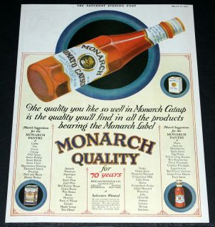 1925 Old Magazine Print Ad Monarch Food Line Tomato Catsup