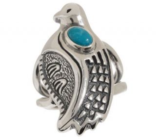 Smithsonian Turquoise Quail Design Sterling Ring —