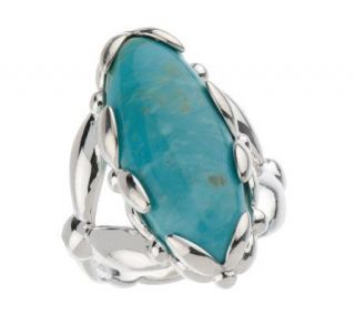 Sterling Kingman Turquoise Elongated Oval Ring —
