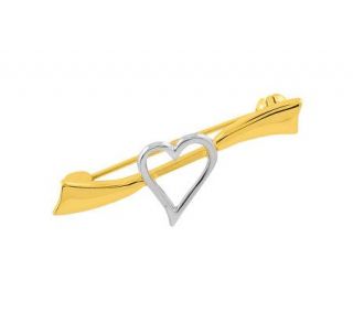 Two tone Solid Heart Pin, 14K Gold —