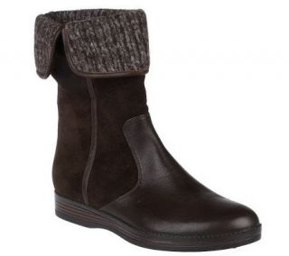 Rockport Leather and Suede Side Zip Fold Over Boots —