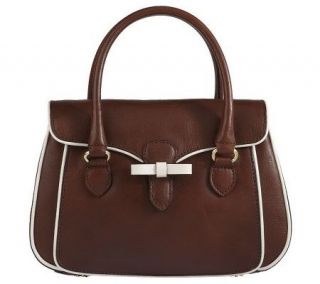 Isaac Mizrahi Live! Smooth Leather Demi Tote with Bow Detail