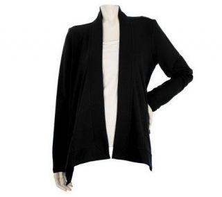 Susan Graver Brushed French Terry Cascade Front Cardigan —