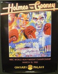 Leroy Neiman Larry Holmes Gerry Cooney Autographed Signed 1982 Fight