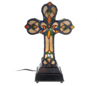Tiffany Style Handcrafted Two Sided Cross 14 Accent Lamp —