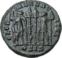 Constantine II AE Follis Two Soldiers Spears & Shields Authentic Roman