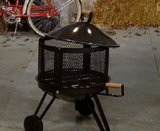 Outdoor Fireplace & Grill w/ Wheels —