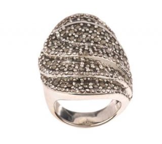 Suspicion Sterling Bold Marcasite and Crystal Wave Ring —