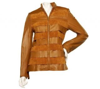 Bradley by Bradley Bayou Leather & Suede Zip Front Jacket —