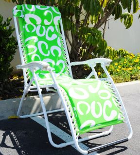 Neptune』Green White Folding Lounge Chair Leisure Beach Recliner w