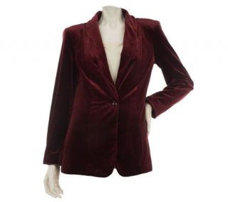 Susan Graver Velvet Shawl Collar Long Sleeve Blazer   A229131