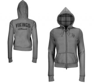 NFL Vikings Womens Plus Sweatshirt with Plaid Lined Hood   A246732