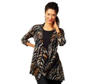 George Simonton Printed Drape Front Cardigan with Removable Belt 