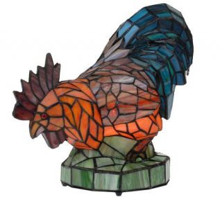 Handcrafted Tiffany Style Rooster Accent Lamp —